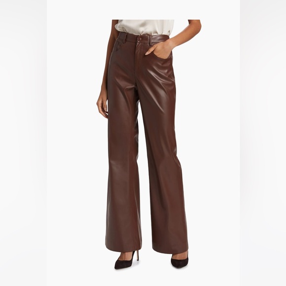 NWT Cami NYC Zenobia Vegan Leather Pant Brown Java Size 6 - Picture 2 of 15